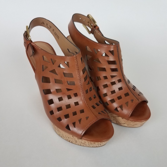 NWOT Franco Sarto Sassy Brown Cork Wedge Sandals - Picture 7 of 12